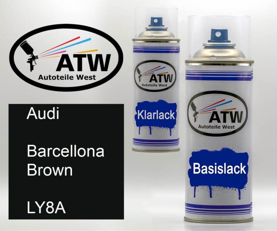 Audi, Barcellona Brown, LY8A: 400ml Sprühdose + 400ml Klarlack - Set, von ATW Autoteile West.
